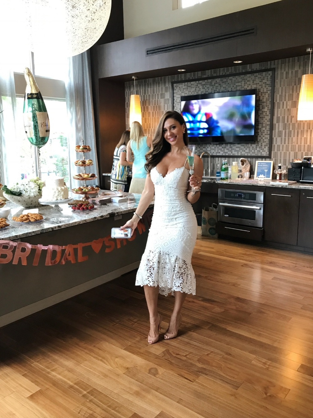 Nicole Miller White Lace Midi Dress